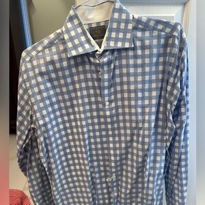 Thomas Dean Men's Blue Checkered Shirt